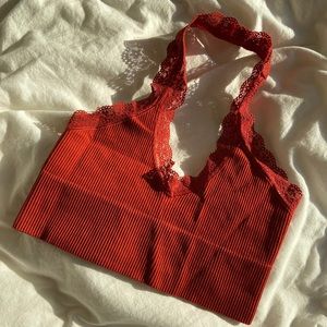 Urban outfitters red lace top
